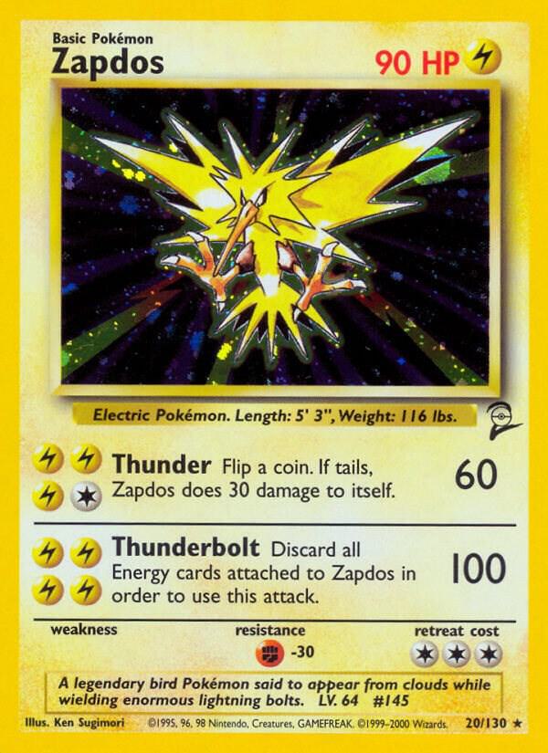 Zapdos 020/130 card from Base Set 2