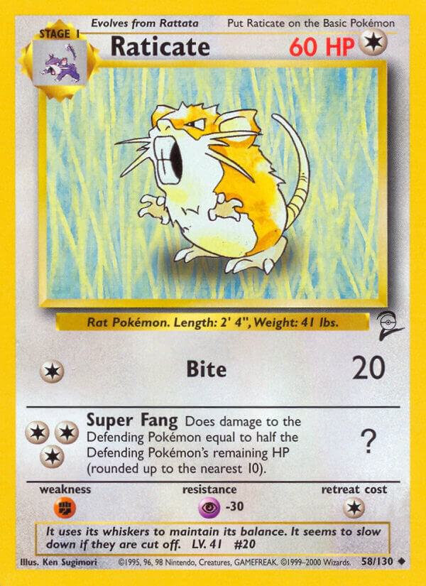 Raticate 058/130 card from Base Set 2