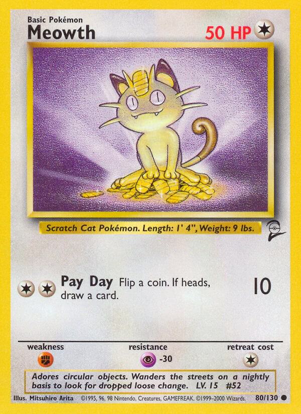 Meowth 080/130 card from Base Set 2