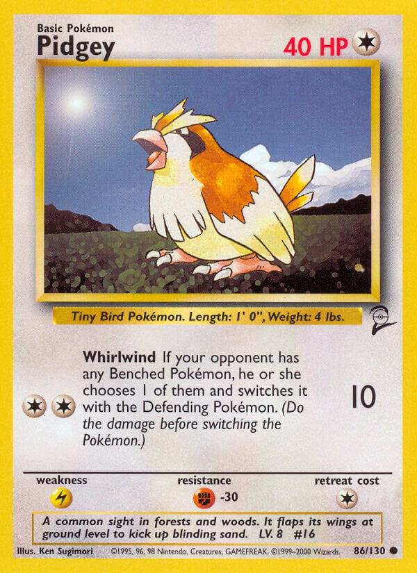 Pidgey 086/130 card from Base Set 2