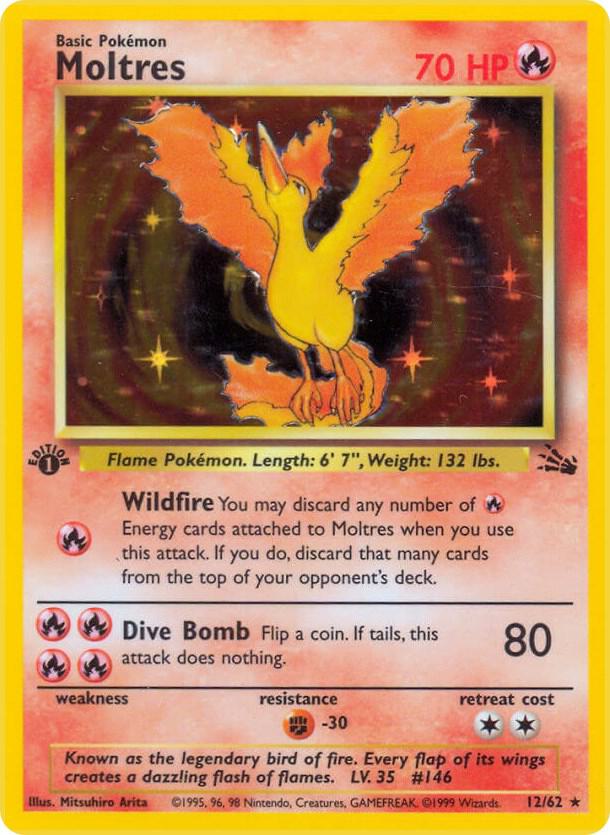 Moltres (12) 12/62 card from Fossil