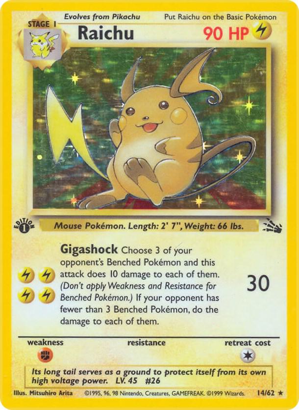 Raichu (14) 14/62 card from Fossil