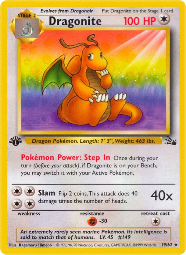 Dragonite (19) 19/62 card from Fossil