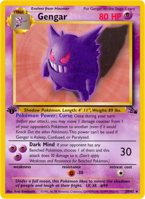 Gengar (20) 20/62 card from Fossil