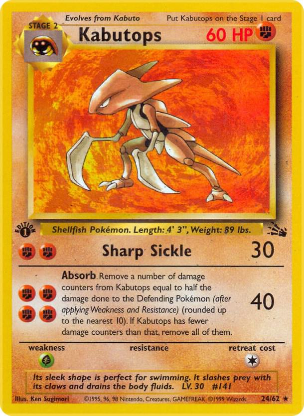 Kabutops (24) 24/62 card from Fossil