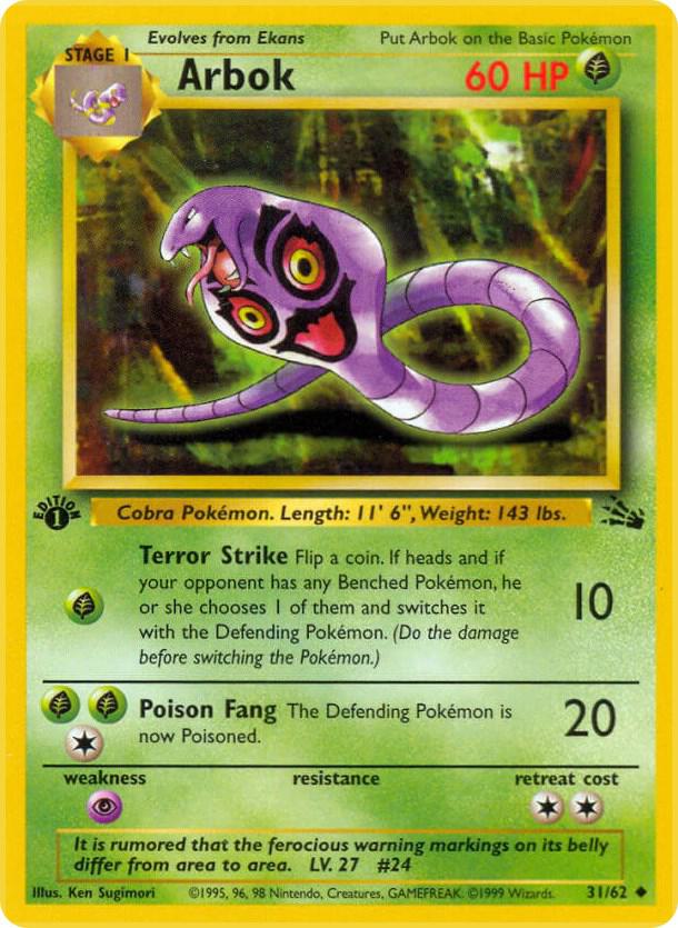 Arbok 31/62 card from Fossil