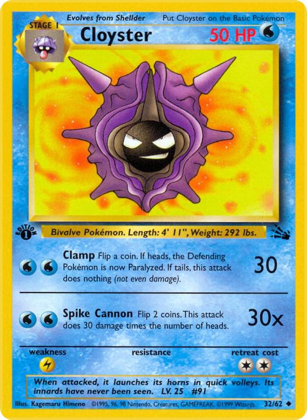 Cloyster 32/62 card from Fossil