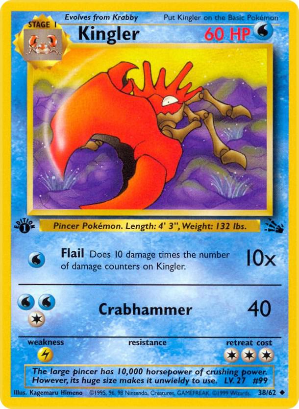 Kingler 38/62 card from Fossil