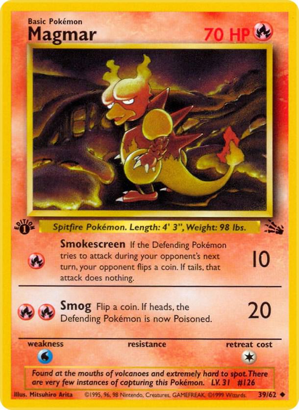 Magmar 39/62 card from Fossil