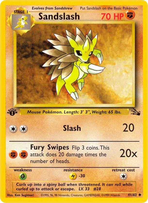 Sandslash 41/62 card from Fossil
