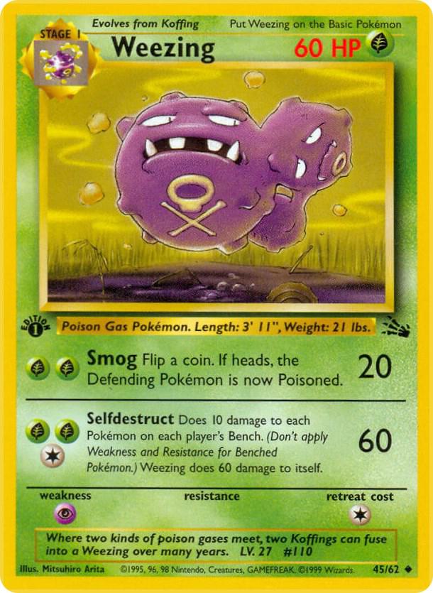 Weezing 45/62 card from Fossil