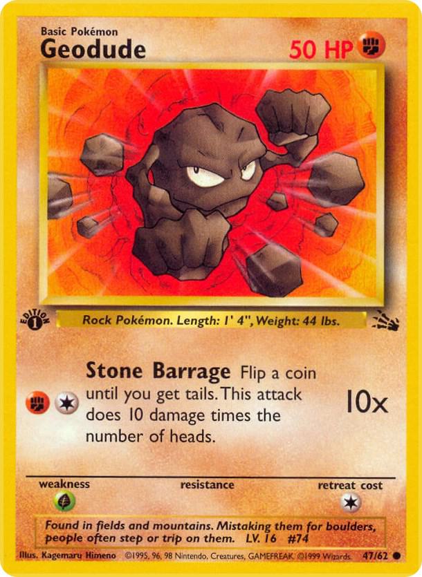Geodude 47/62 card from Fossil