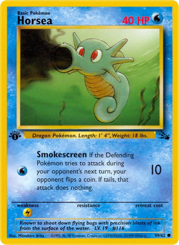 Horsea 49/62 card from Fossil
