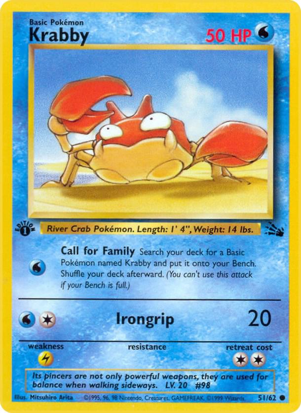 Krabby 51/62 card from Fossil