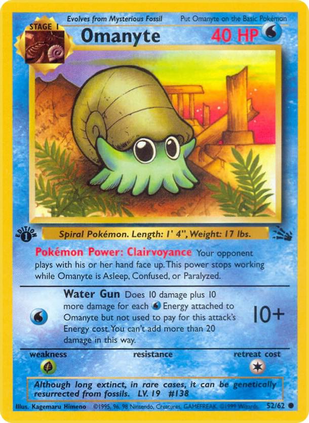 Omanyte 52/62 card from Fossil