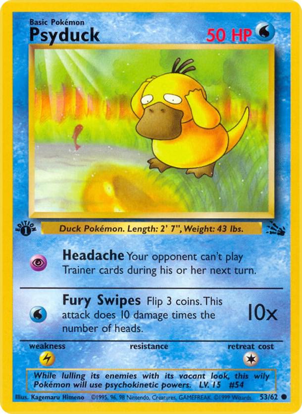 Psyduck 53/62 card from Fossil
