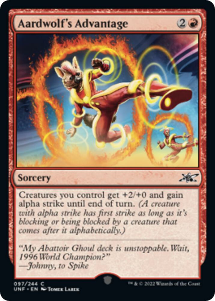 Aardwolf's Advantage 97 card from Unfinity