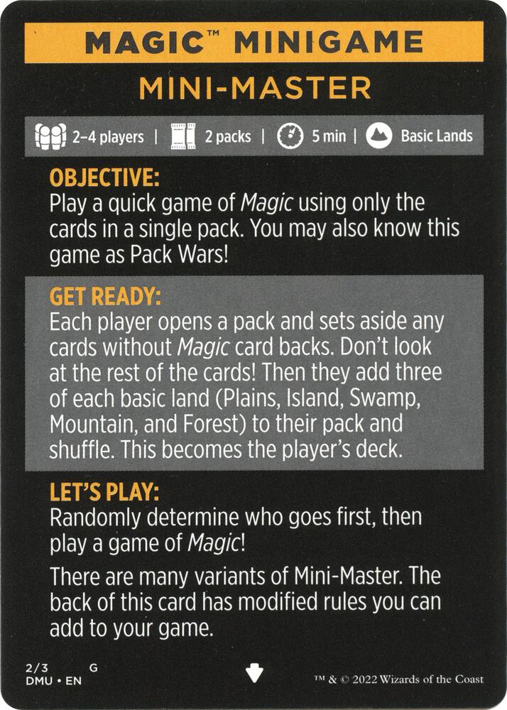Magic Minigame: Mini-Master 2 card from Dominaria United