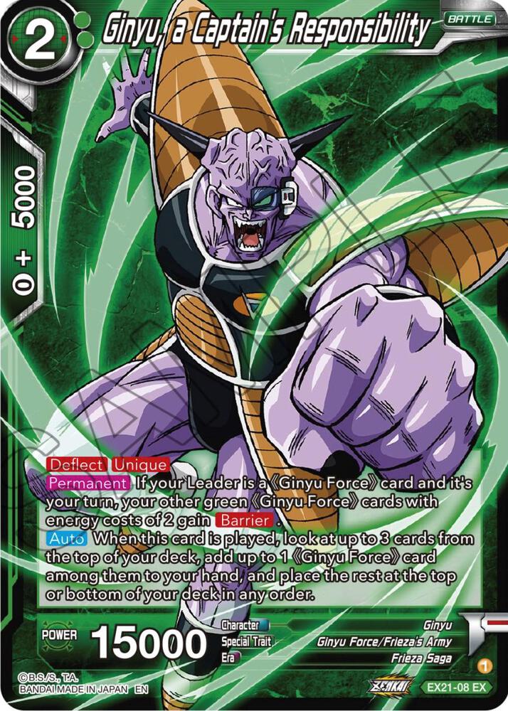 Ginyu, a Captain's Responsibility EX21-08 card from 5th Anniversary Set