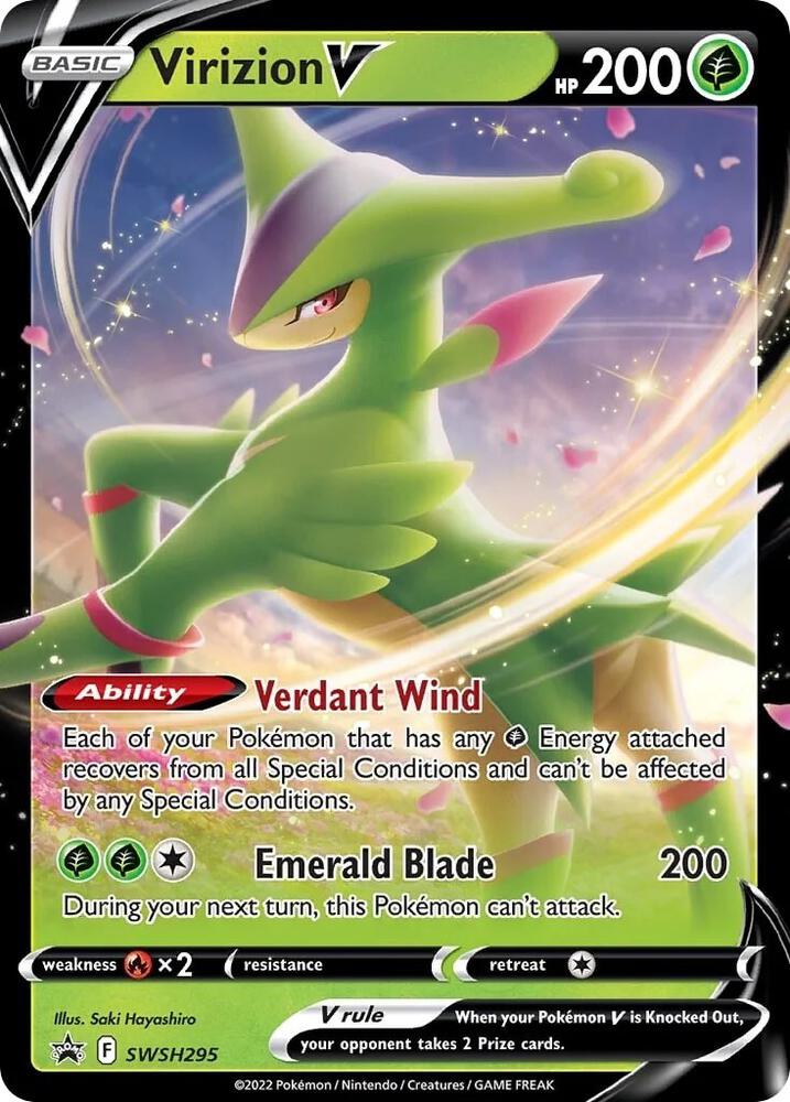 Virizion V SWSH295 card from SWSH: Sword & Shield Promo Cards