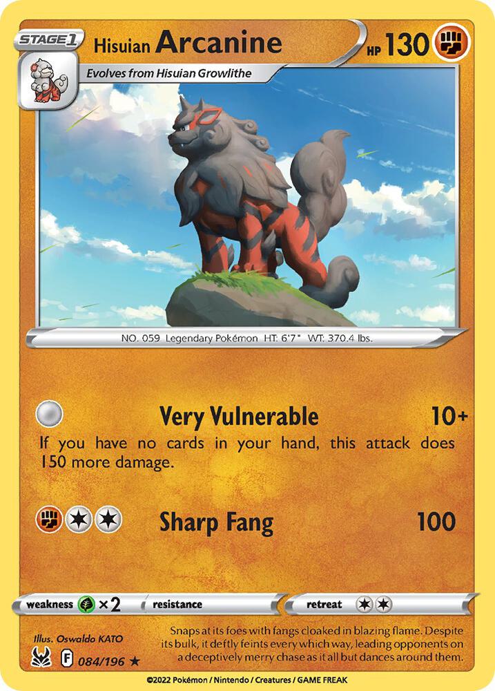 Hisuian Arcanine 084/196 card from Deck Exclusives
