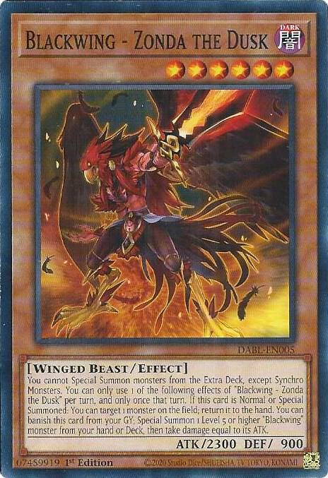 Blackwing - Zonda the Dusk DABL-EN005 card from Darkwing Blast
