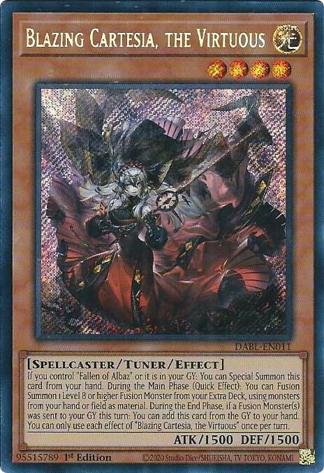 Blazing Cartesia, the Virtuous DABL-EN011 card from Darkwing Blast