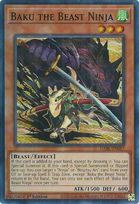 Baku the Beast Ninja DABL-EN017 card from Darkwing Blast