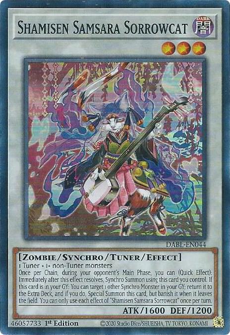 Shamisen Samsara Sorrowcat DABL-EN044 card from Darkwing Blast