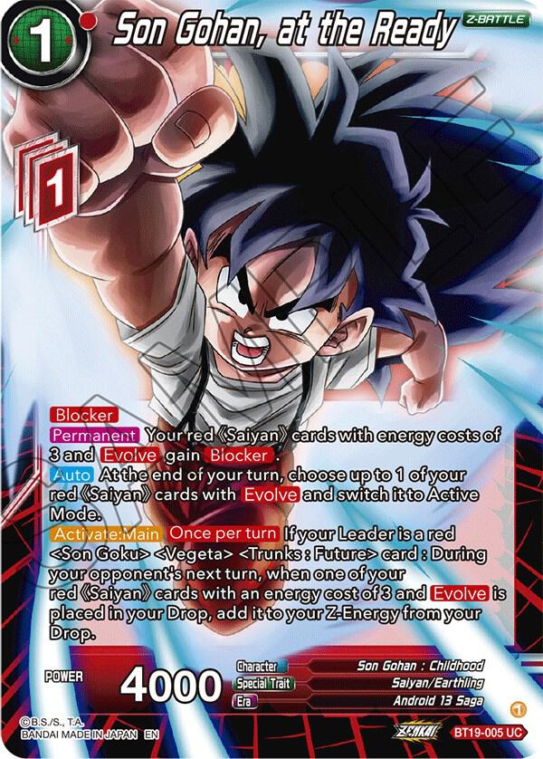 Son Gohan, at the Ready BT19-005 card from Fighter's Ambition