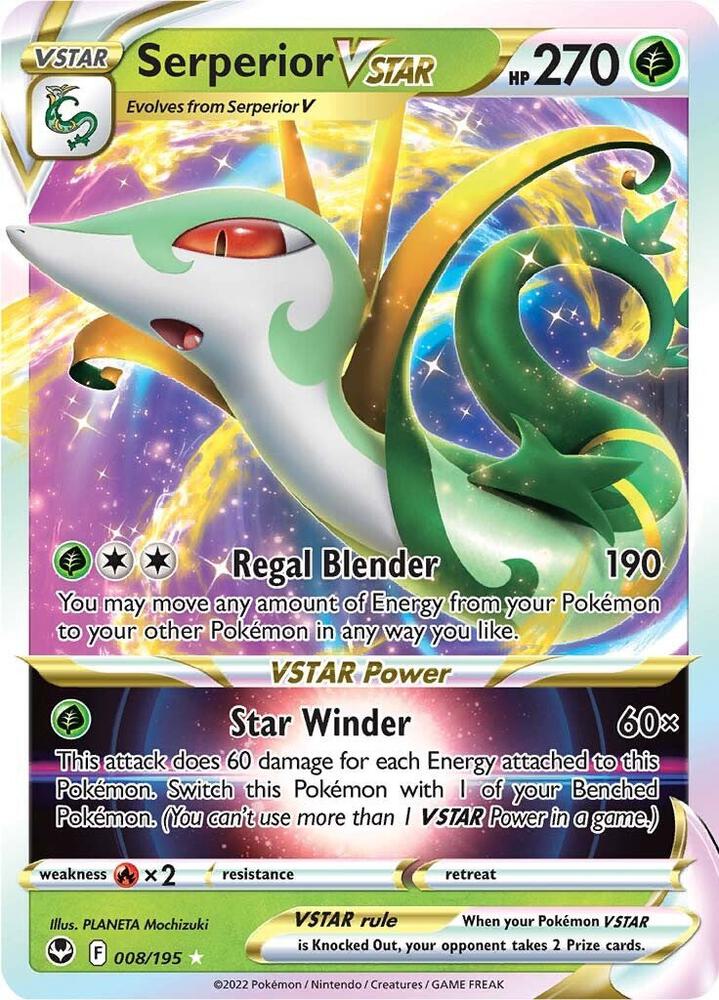 Serperior VSTAR 008/195 card from SWSH12: Silver Tempest