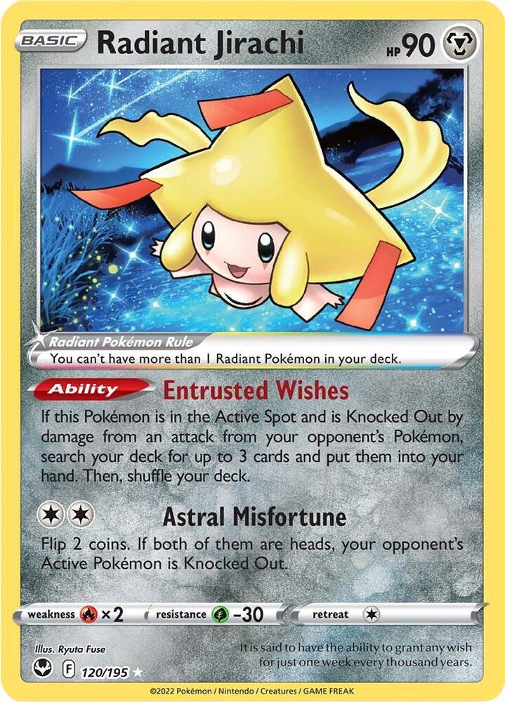 Radiant Jirachi 120/195 card from SWSH12: Silver Tempest