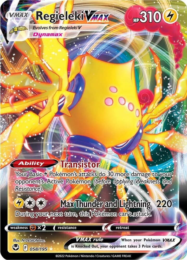 Regieleki VMAX 058/195 card from SWSH12: Silver Tempest