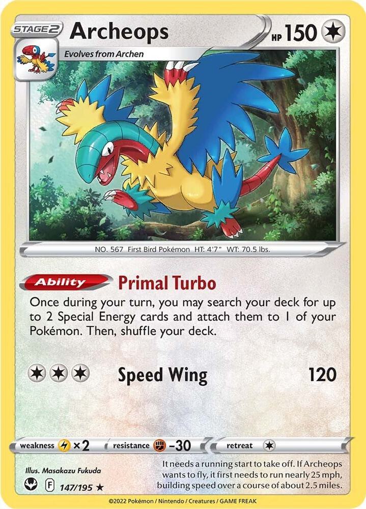 Archeops 147/195 card from SWSH12: Silver Tempest
