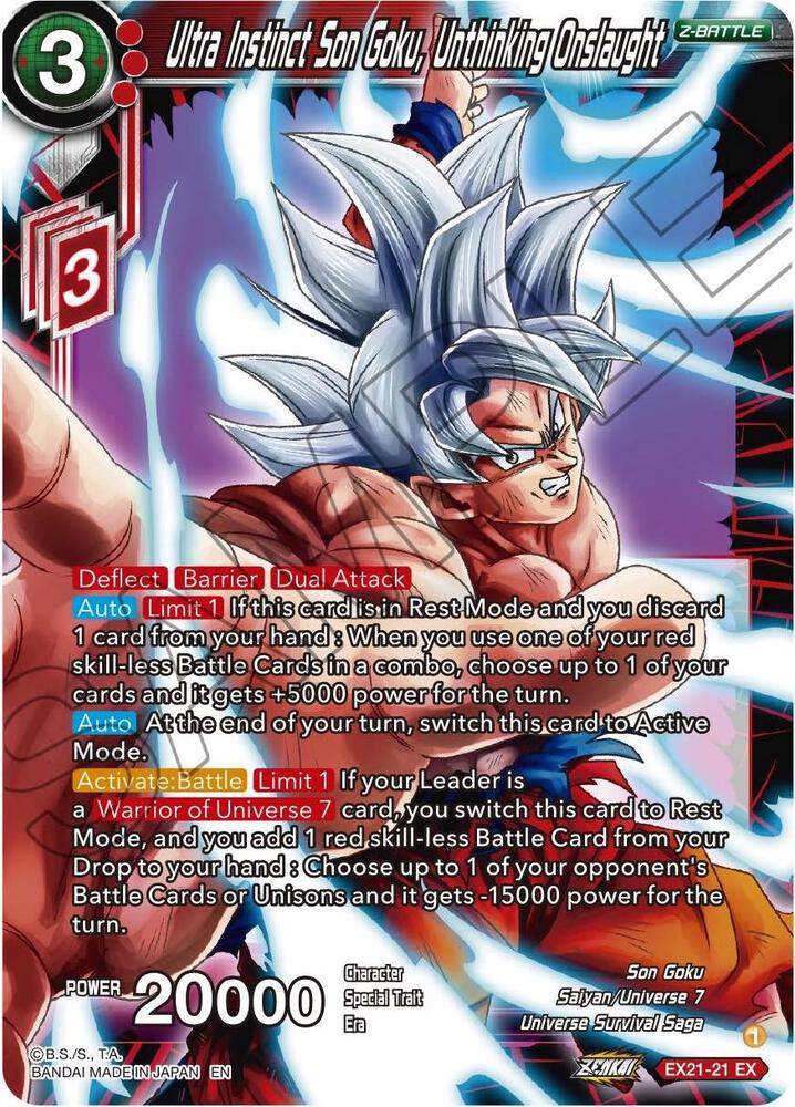 Ultra Instinct Son Goku, Unthinking Onslaught EX21-21 card from 5th Anniversary Set