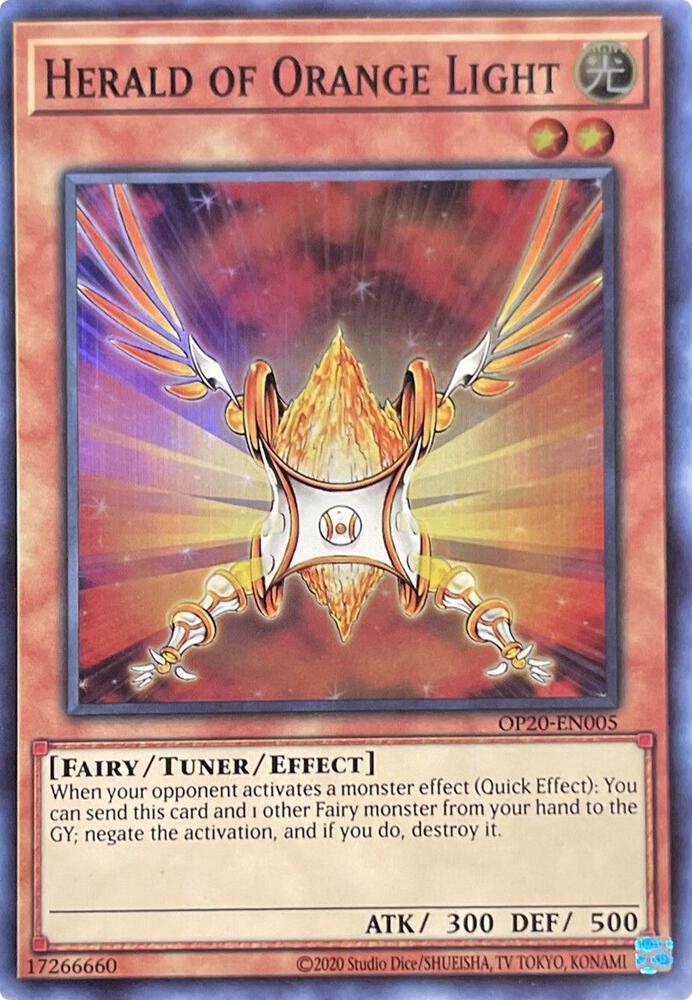Herald of Orange Light OP20-EN005 card from OTS Tournament Pack 20