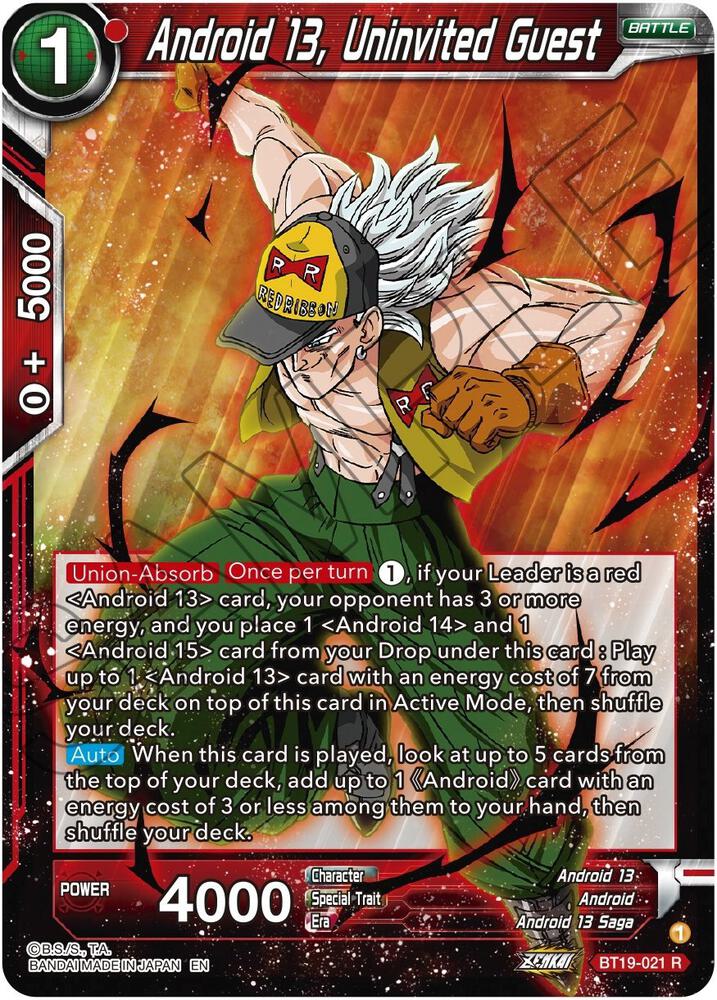Android 13, Uninvited Guest BT19-021 card from Fighter's Ambition