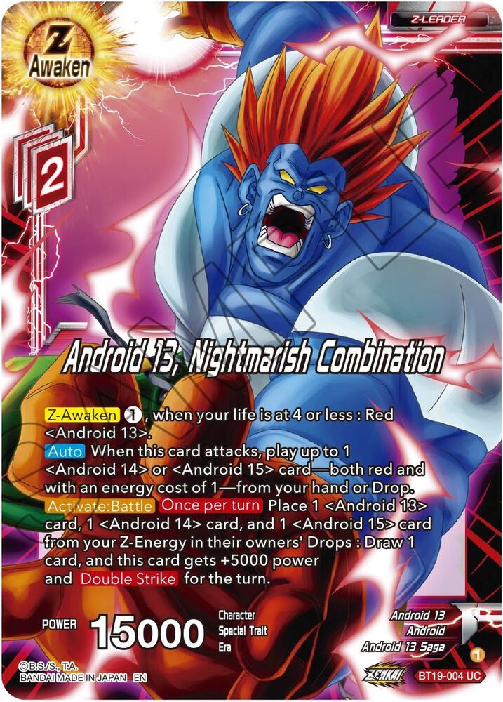 Android 13, Nightmarish Combination BT19-004 card from Fighter's Ambition