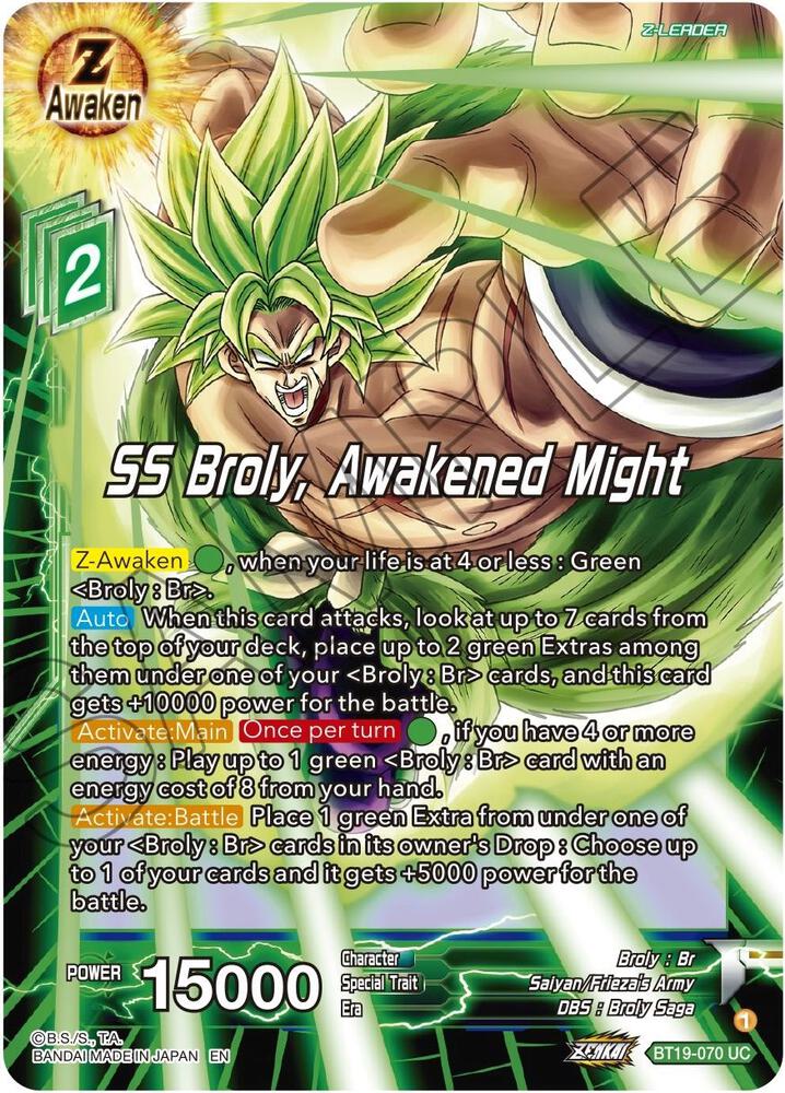SS Broly, Awakened Might BT19-070 card from Fighter's Ambition