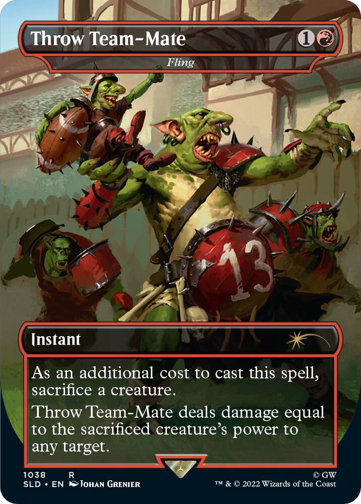 Throw Team-Mate - Fling (Borderless) 1038 card from Secret Lair Drop Series