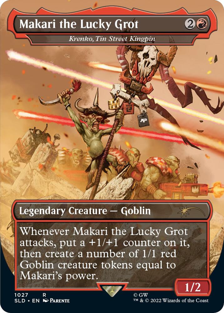 Makari the Lucky Grot - Krenko, Tin Street Kingpin (Borderless) 1027 card from Secret Lair Drop Series
