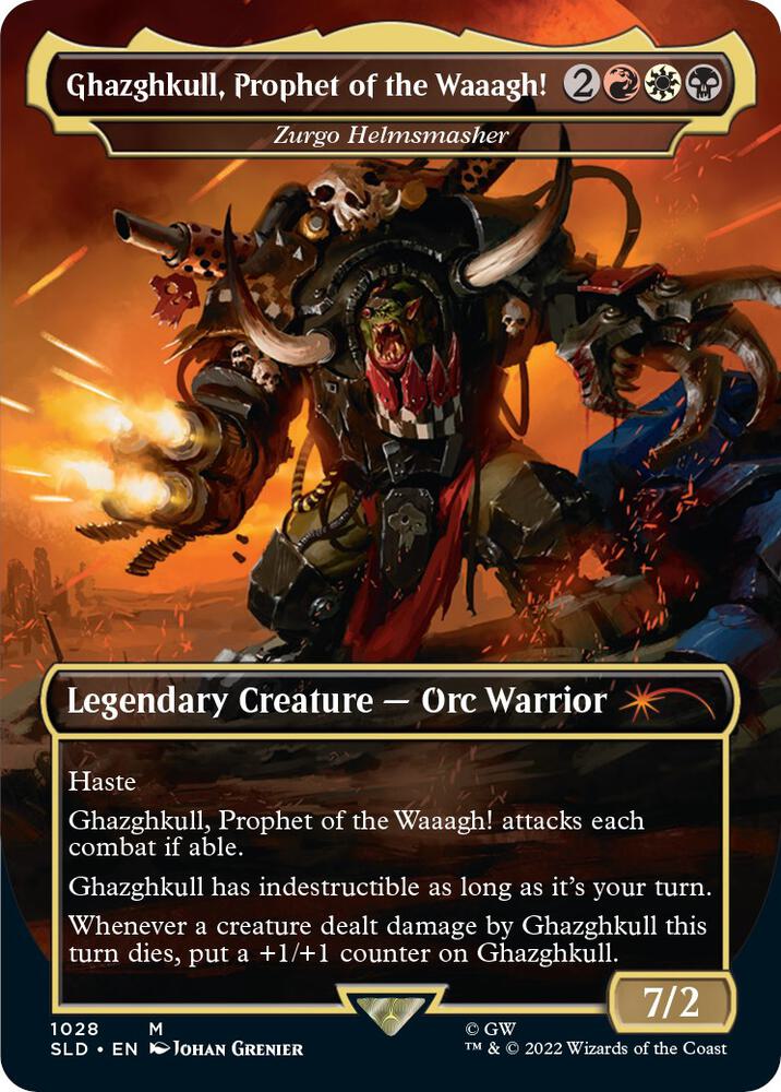 Ghazghkull, Prophet of the Waaagh! - Zurgo Helmsmasher (Borderless) 1028 card from Secret Lair Drop Series