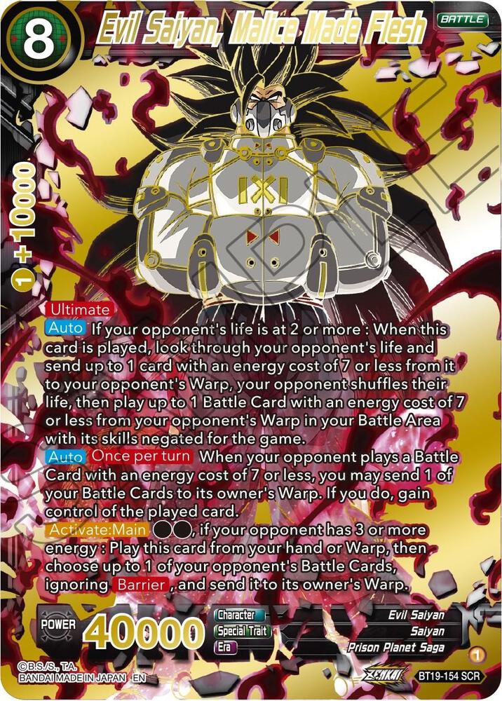 Evil Saiyan, Malice Made Flesh BT19-154 card from Fighter's Ambition