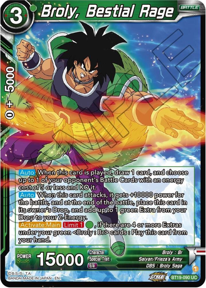 Broly, Bestial Rage BT19-090 card from Fighter's Ambition
