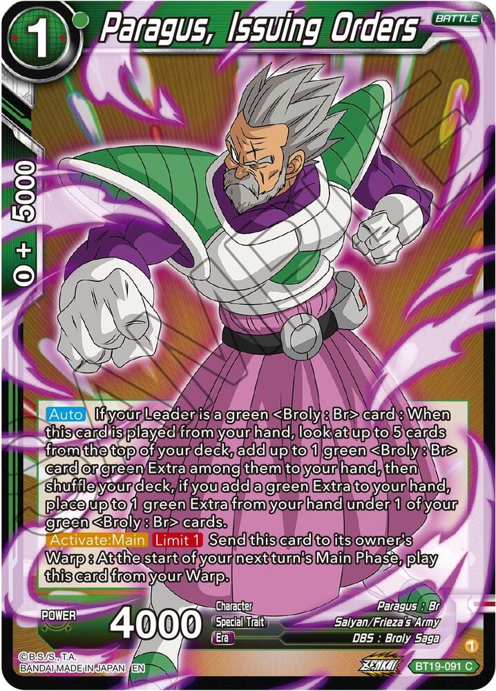 Paragus, Issuing Orders BT19-091 card from Fighter's Ambition