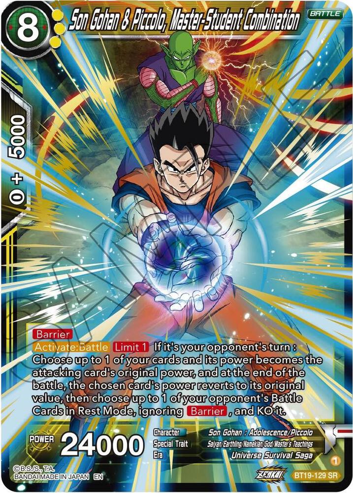 Son Gohan & Piccolo, Master-Student Combination BT19-129 card from Fighter's Ambition