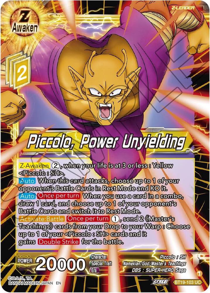 Piccolo, Power Unyielding BT19-103 card from Fighter's Ambition