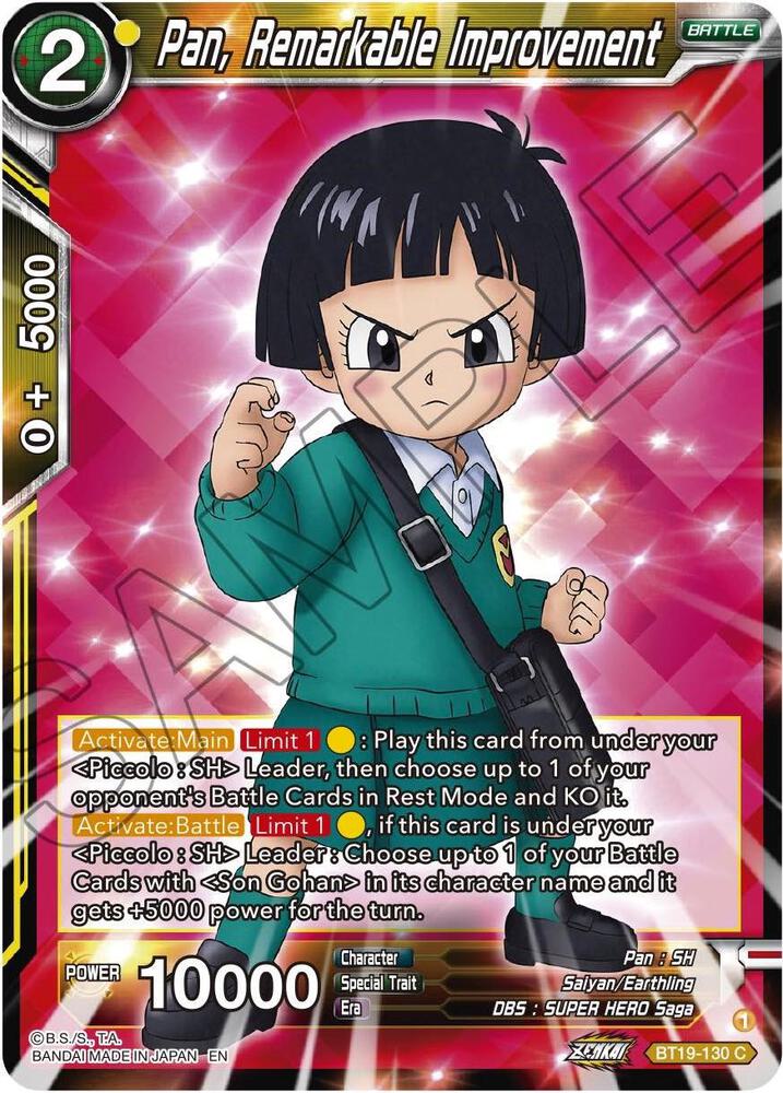 Pan, Remarkable Improvement BT19-130 card from Fighter's Ambition