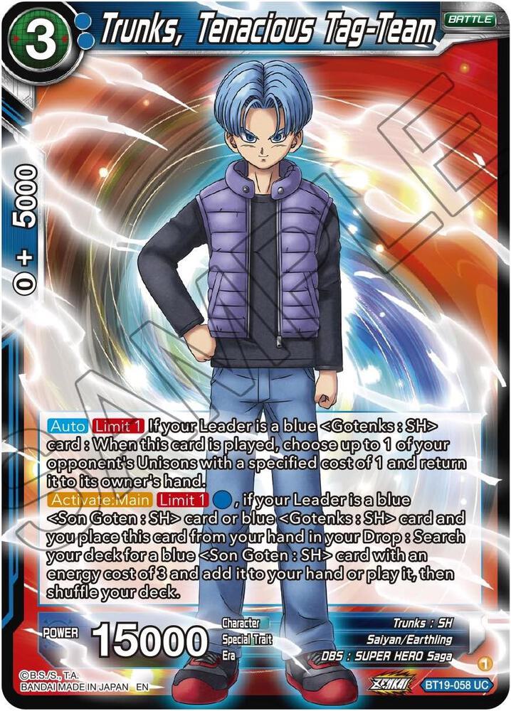 Trunks, Tenacious Tag-Team BT19-058 card from Fighter's Ambition