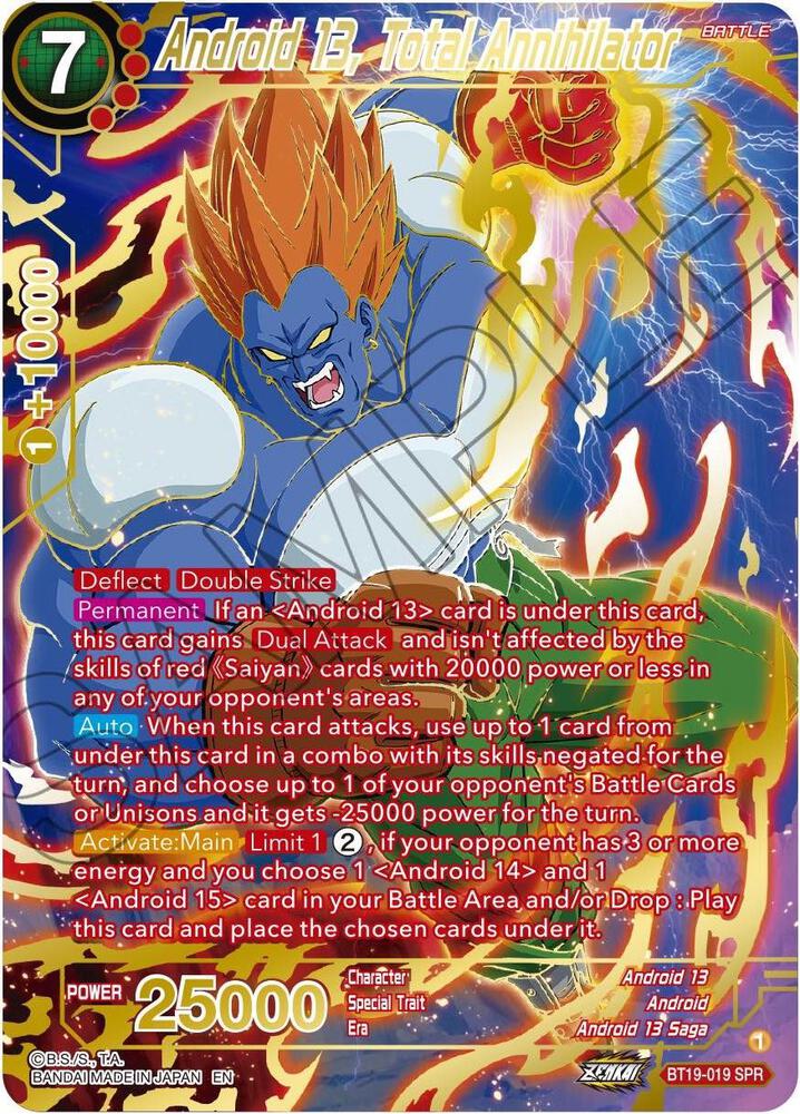 Android 13, Total Annihilator (SPR) BT19-019 card from Fighter's Ambition